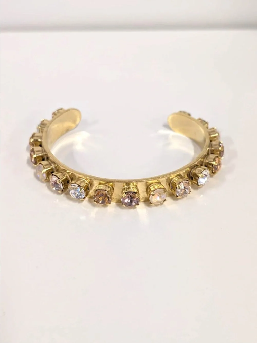 TOVA Elegant Gold Crystal Cuff Bracelet — Gold and Clear Crystals